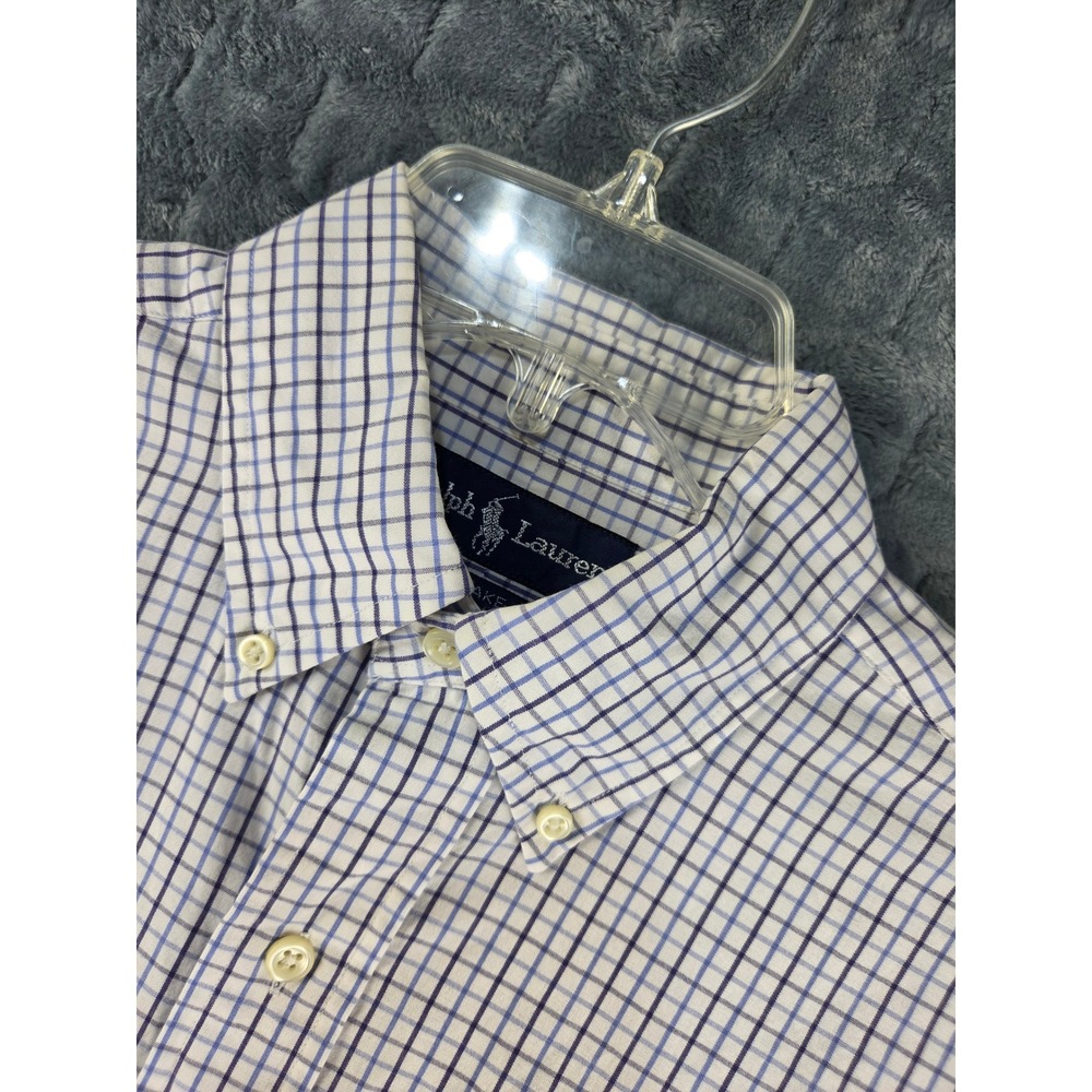 Polo Ralph Lauren Blake Mens Small Blue White Check Cotton Button Down Shirt